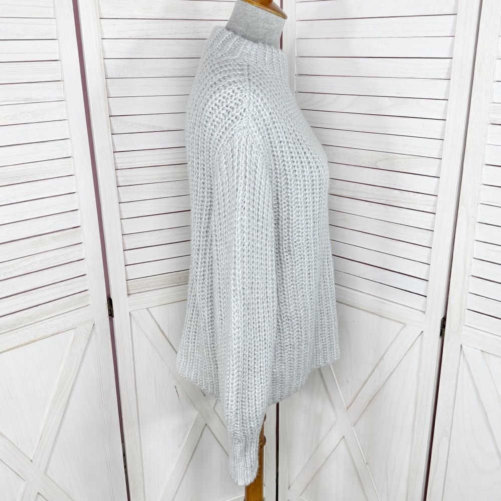 Ann‎ Taylor Metallic Shimmer Mock Neck Chunky Sweater Grey Medium - Picture 4 of 14